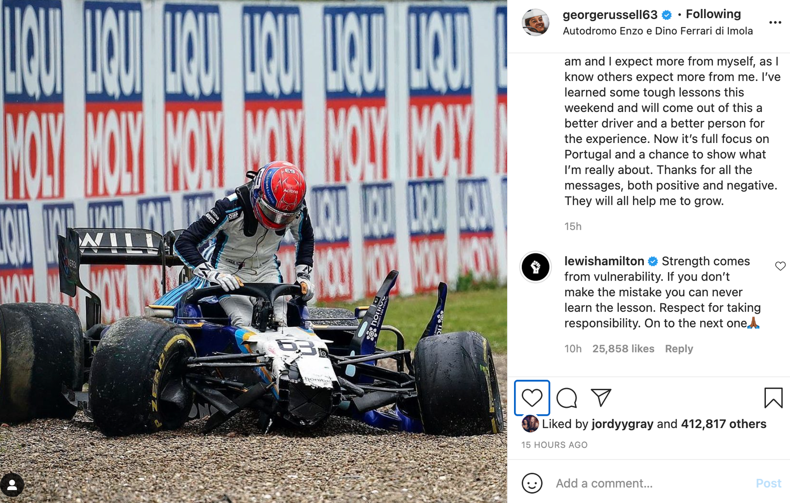 'My emotions got the better of me' - Russell apologises to Bottas after F1 crash